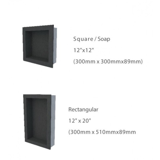 Tile Backer Board Shower Niche - Wet Room Recessed Wall Niche for Soap, Shower Tiled Walls - 300mm x 300mm / 510mm - 89mm Deep