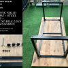 Rustic Industrial Solid Wood Dining Table / Desk / Work Table - Chunky Timber / Steel Legs (Square Legs) - 1.5m (150cm) / 1.8m (180cm) / 2m(200cm) c/w Black Square Box Legs x 2 4-8 Persons - WAVEY LIVE EDGE
