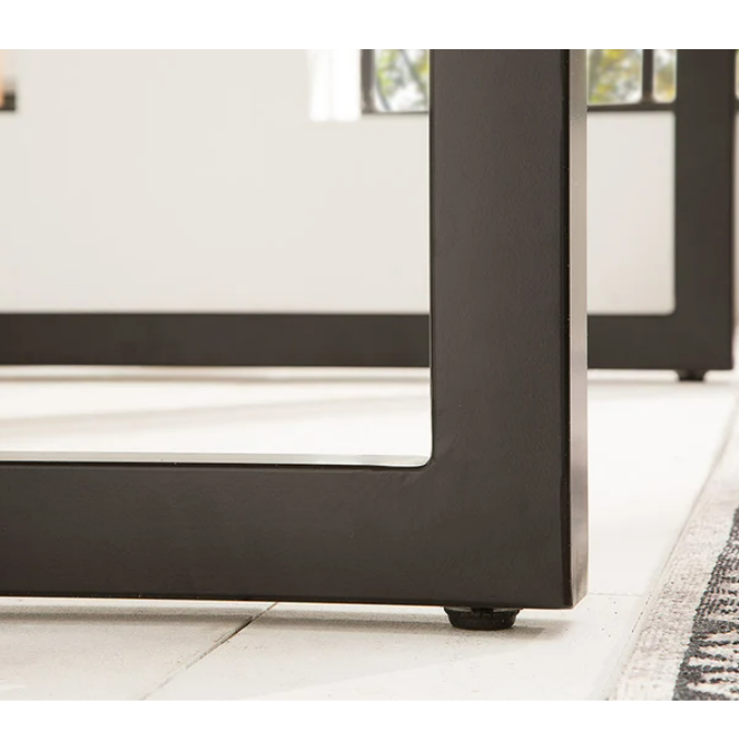 Rustic Industrial Solid Wood Dining Table / Desk / Work Table - Chunky Timber / Steel Legs (Square Legs) - 1.5m (150cm) / 1.8m (180cm) / 2m(200cm) c/w Black Square Box Legs x 2 4-8 Persons - WAVEY LIVE EDGE