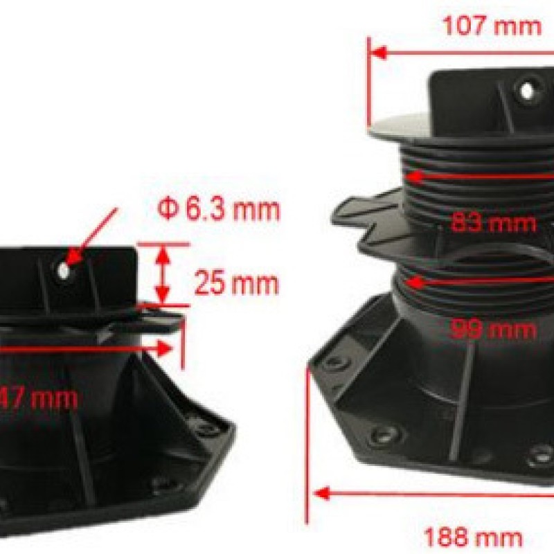 Adjustable Height Pedestal Supports for Decking Joists HEAVY DUTY - 60mm to 140mm - Riser Feet Bases for Composite Decking Joists Sub Frame Adjustable Height Pedestal Supports for Decking Joists HEAVY DUTY - 60mm to 140mm - Riser Feet Bases for Composite Decking Joists Sub Frame
