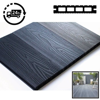 CLEARANCE / DAMAGED Composite Decking Board Grey / Black / Ash / Brown / Anthracite Wood Grain Effect 3m - Plastic Decking PVC Decking WPC Decking Hollow Garden Exterior Decking Boards 