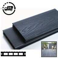 Composite Decking Board Grey / Black / Ash / Brown / Anthracite Wood Grain Effect 3m - Plastic Decking PVC Decking WPC Decking Hollow Garden Outdoor Exterior Decking Boards 