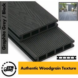 Composite Decking Board Premium Wood Grain / Grooved - Plastic Decking PVC Decking WPC Decking - Black / Grey / Brown / Anthracite - Price Per / Square M (1 sq m)