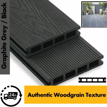 Composite Decking Board Premium Wood Grain / Grooved - Plastic Decking PVC Decking WPC Decking - Black / Grey / Brown / Anthracite - Price Per / Square M (1 sq m)