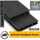 Composite Decking Board  Premium (Authentic Woodgrain Texture) - Anthracite Grey / Black  Wood Grain Effect 3m - Plastic Decking PVC Decking WPC Decking Hollow Garden Exterior Decking Boards 