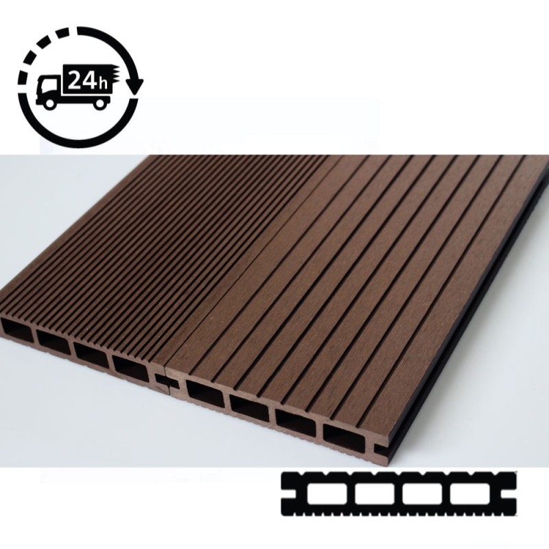 SAMPLE Composite Decking - Grey / Black / Ash / Brown / Anthracite Grey Wood Grain Effect 3m - Plastic Decking PVC Decking WPC Decking Hollow Garden Exterior Decking Boards SAMPLE Composite Decking - Grey / Black / Ash / Brown / Anthracite Grey Wood Grain Effect 3m - Plastic Decking PVC Decking WPC Decking Hollow Garden Exterior Decking Boards