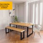 Rustic Industrial Solid Wood Dining Table / Desk / Work Table - Chunky Timber / Steel Legs (Square Legs) - 1.5m (150cm) / 1.8m (180cm) / 2m(200cm) c/w Black Square Box Legs x 2 4-8 Persons - SQUARE EDGE