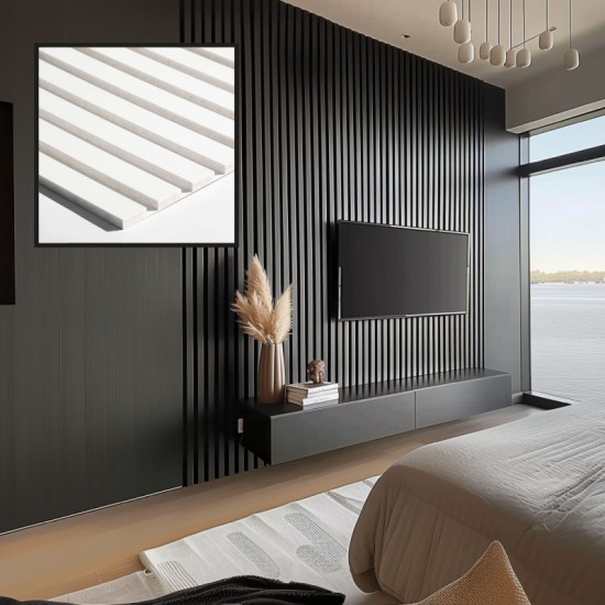 MDF Wall Slat / Strip Panel - MDF Pre-Primed Slatwall panel / Panelling - Slatted Wall Panels - Paintable 1190mm x 240mm x 18mm MDF Wall Slat / Strip Panel - MDF Pre-Primed Slatwall panel / Panelling - Slatted Wall Panels - Paintable 1190mm x 240mm x 18mm