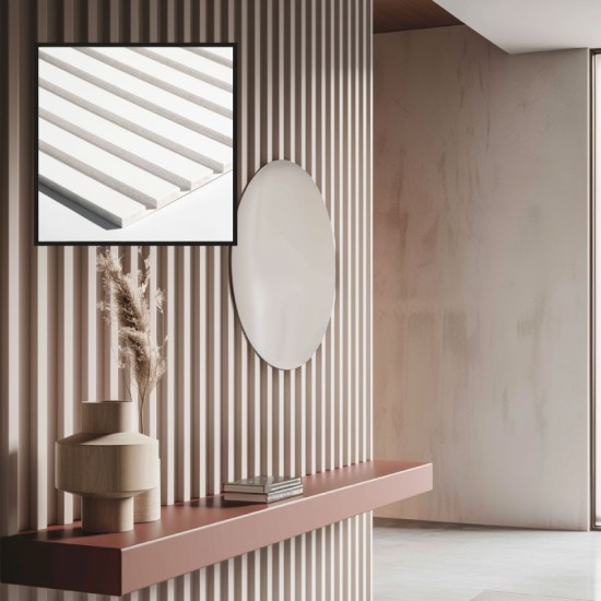 MDF Wall Slat / Strip Panel - MDF Pre-Primed Slatwall panel / Panelling - Slatted Wall Panels - Paintable 1190mm x 240mm x 18mm MDF Wall Slat / Strip Panel - MDF Pre-Primed Slatwall panel / Panelling - Slatted Wall Panels - Paintable 1190mm x 240mm x 18mm