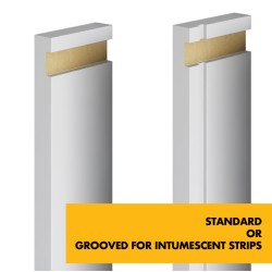 MDF Door Liner - FD30 Primed Door Frame Lining Set c/w Optional Grooves for Fire Intumescent Door Strips 30 Minute Fire Rating - MDF White Painted Primed Door Liner MDF Door Liner - FD30 Primed Door Frame Lining Set c/w Optional Grooves for Fire Intumescent Door Strips 30 Minute Fire Rating - MDF White Painted Primed Door Liner