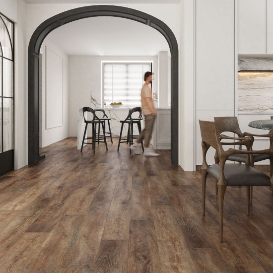 SPC Click Vinyl Tile Flooring (Dark Oak) with Built in Underlay per Sq M- Click Vinyl Tile Floors for Kitchen, Bathroom, Living Room - LVT Rigid Core Stone Polymer Composite Waterproof Click Tonge & Groove Luxury Vinyl Tile Flooring Dark Oak SPC Click Vinyl Tile Flooring (Dark Oak) with Built in Underlay per Sq M- Click Vinyl Tile Floors for Kitchen, Bathroom, Living Room - LVT Rigid Core Stone Polymer Composite Waterproof Click Tonge & Groove Luxury Vinyl Tile Flooring Dark Oak