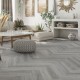 SPC Herringbone Click Flooring (Grey Oak) 5mm + 1mm Underlay Layer  Sold per Sq M - Vinyl Tile - Rigid Core Stone Polymer Composite Waterproof Click Tonge & Groove Luxury Vinyl Tile Flooring Grey Oak