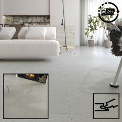 SPC Tile Effect Imitation Click Vinyl Tile Flooring - Concrete Cement Grey per Sq M- Click Vinyl Tile Floors for Kitchen,Living Room - LVT Rigid Core Stone Polymer Composite Waterproof Click Tonge & Groove Luxury Vinyl Tile Flooring 