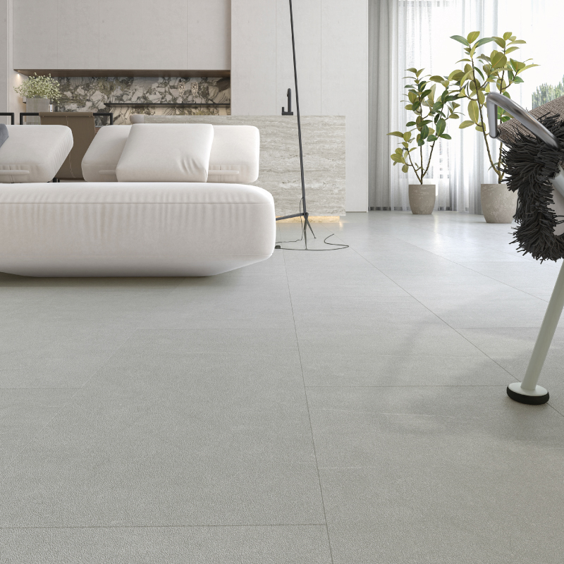 SPC Tile Effect Imitation Click Vinyl Tile Flooring - Concrete Cement Grey per Sq M- Click Vinyl Tile Floors for Kitchen,Living Room - LVT Rigid Core Stone Polymer Composite Waterproof Click Tonge & Groove Luxury Vinyl Tile Flooring 