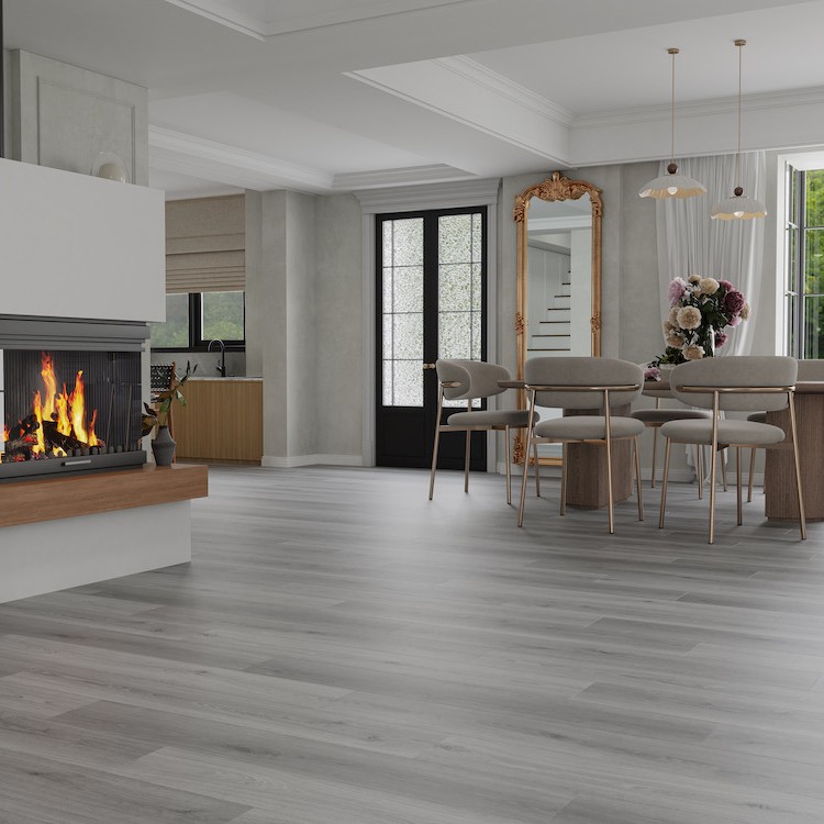 **SAMPLE ONLY** SPC Click Vinyl Tile Flooring (Grey Oak) with Built in Underlay - Click Vinyl Tile Floors for Kitchen, Bathroom,  Living Room - LVT Rigid Core Stone Polymer Composite Waterproof Click Tonge & Groove Luxury Vinyl Tile Flooring Grey Oak