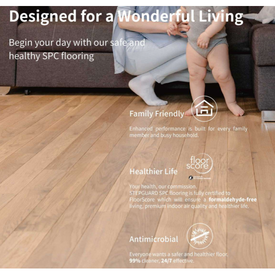 SPC Click Vinyl Tile Flooring (Grey Oak) with Built in Underlay per Sq M- Click Vinyl Tile Floors for Kitchen, Bathroom,  Living Room - LVT Rigid Core Stone Polymer Composite Waterproof Click Tonge & Groove Luxury Vinyl Tile Flooring Grey Oak