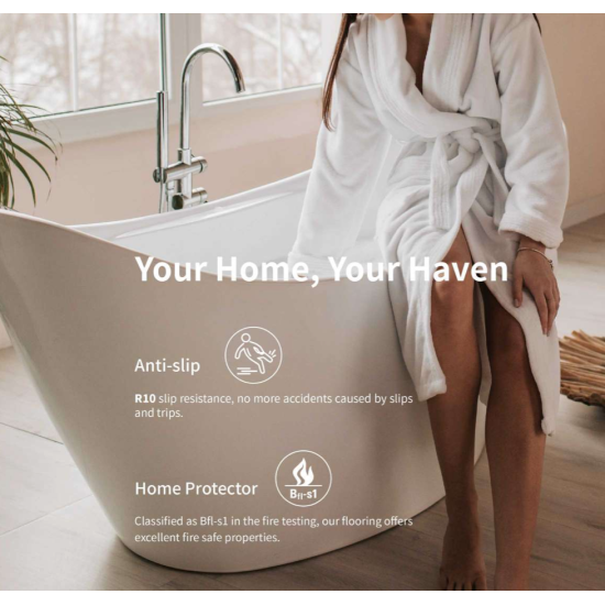 SPC Click Vinyl Tile Flooring (Grey Oak) with Built in Underlay per Sq M- Click Vinyl Tile Floors for Kitchen, Bathroom,  Living Room - LVT Rigid Core Stone Polymer Composite Waterproof Click Tonge & Groove Luxury Vinyl Tile Flooring Grey Oak