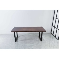 Solid Wooden Dining Table With Metal Box Frame- Industrial Design - 1.5m / 1.8m / 2m Seats 4-8 persons Solid Wooden Dining Table With Metal Box Frame- Industrial Design - 1.5m / 1.8m / 2m Seats 4-8 persons