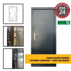 PAS-24 Rated Security Steel Door - 19-Point/Multi Point Locking - Ultra Heavy Duty External  Industrial Grade Exterior Outdoor Security Door