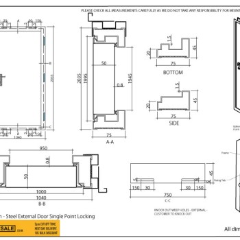 Steel Security Door - Vanity Surround Trim Cover - Angle Profile: 2 x 2100 legs + 1040mm head