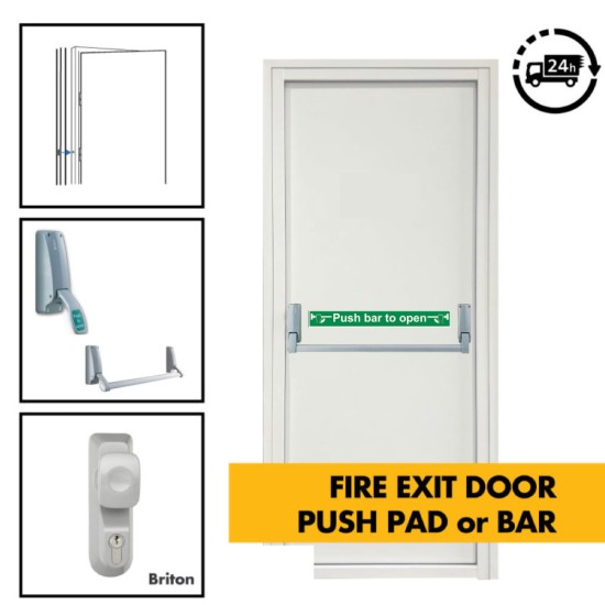 Fire Exit / Emergency Exit Door - Panic Push Pad + Optional Outside Access Device - Personnel Steel Fire Exit Door Fire Exit / Emergency Exit Door - Panic Push Pad + Optional Outside Access Device - Personnel Steel Fire Exit Door