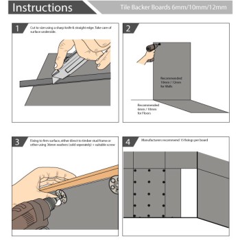 Tile Backer Board 6mm / 10mm / 12mm - Floor or Wall Hard Tile Backer Insulation Cement Board 1200mm x 600mm Tile Backer Board 6mm / 10mm / 12mm - Floor or Wall Hard Tile Backer Insulation Cement Board 1200mm x 600mm