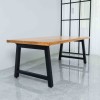 Rustic Solid Wood Rustic Dining Table / Desk / Work Table - Chunky Timber / Black Steel Legs (A-Frame Legs) - 1.5m (150cm) / 1.8m (180cm) / 2m(200cm) c/w Black A-FrameLegs x 2 4-8 Persons - SQUARE EDGE	