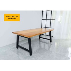 Solid Wooden Office Desk Meeting Table With Metal Box Frame - Industrial Design - 1.5m / 1.8m / 2m Seats 4-8 persons