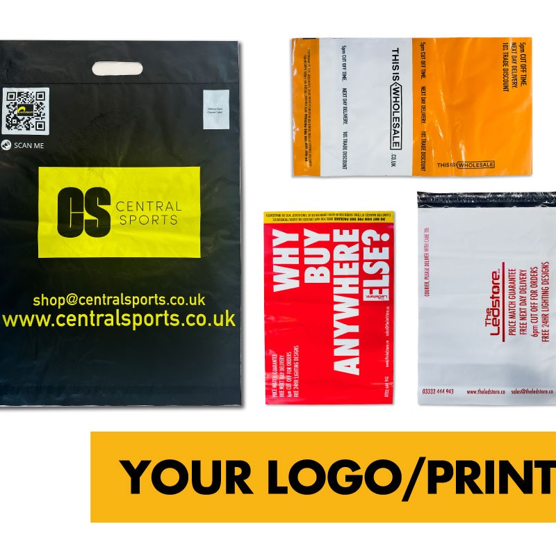 Custom Printed Mailing Bags - 500 MOQ - Range of Sizes Printed Personalised Logo Branded Mail Bags Poly Mailers Single / Double Sided
