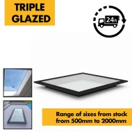 Flat Roof Lantern - Frameless Glass Window Skylight for Flat Roofs - Glazed Roof Lantern Triple Glazed Toughened Glass 