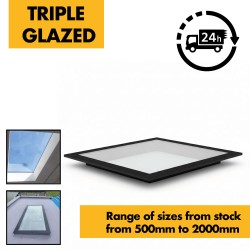 Flat Roof Lantern - Frameless Glass Window Skylight for Flat Roofs - Glazed Roof Lantern Triple Glazed Toughened Glass 
