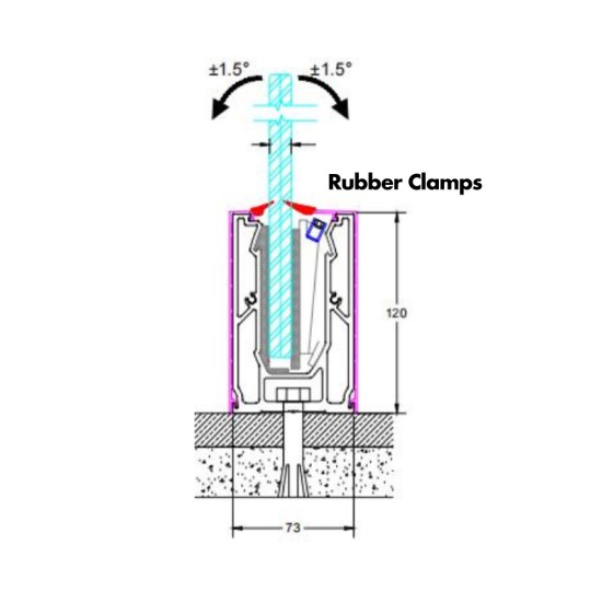 Frameless Glass Balustrade - Aluminium Channel / Extrusion - Sold Per M for Toughened Glass 0.36kN / 0.74kN / 1.5kN 3m Lengths - 1100mm High (Tested to BS6180:2011)