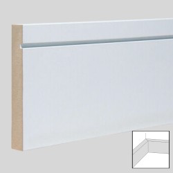 MDF Skirting Board - Pre-Primed White 3m Moisture Resistant MDF Wall Skirting Board - Bullnose Grooved Square Contemporary Modern - 3m lengths MDF Skirting Board - Pre-Primed White 3m Moisture Resistant MDF Wall Skirting Board - Bullnose Grooved Square Contemporary Modern - 3m lengths
