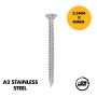 3.5 x 40mm  A2 Stainless Steel Screws - Single Thread (Pack of 50)  Wood Screws Pozi Countersunk Chipboard Screw (PZ2)