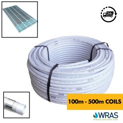 16mm UFH Pipe - PEX Underfloor Heating - PEX-AL-PEX Barrier Pipe 100m, 150m, 200m, 250m, 300m, 400m, 500m coils 2.0mm Wall Thickness Insulated Multi-layer WRAS Approved