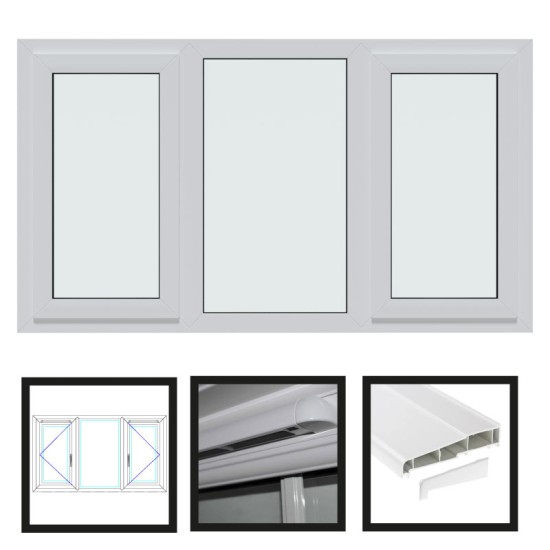 UPVC Window White- Triple 1770mm w x 1040mm h (RAL9010) Left or Right Opening 3P Casement Window UPVC Window White- Triple 1770mm w x 1040mm h (RAL9010) Left or Right Opening 3P Casement Window