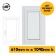 UPVC Window White - Single 610mm w x 1040mm h (RAL9010) Left or Right Opening 1P UPVC Window White - Single 610mm w x 1040mm h (RAL9010) Left or Right Opening 1P