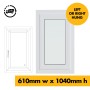 UPVC Window White - Single 610mm w x 1040mm h (RAL9010)  Left or Right Opening 1P