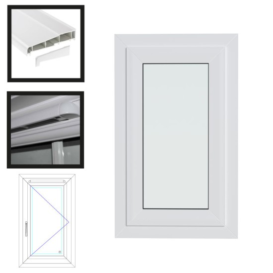 UPVC Window White - Single 610mm w x 1040mm h (RAL9010) Left or Right Opening 1P UPVC Window White - Single 610mm w x 1040mm h (RAL9010) Left or Right Opening 1P