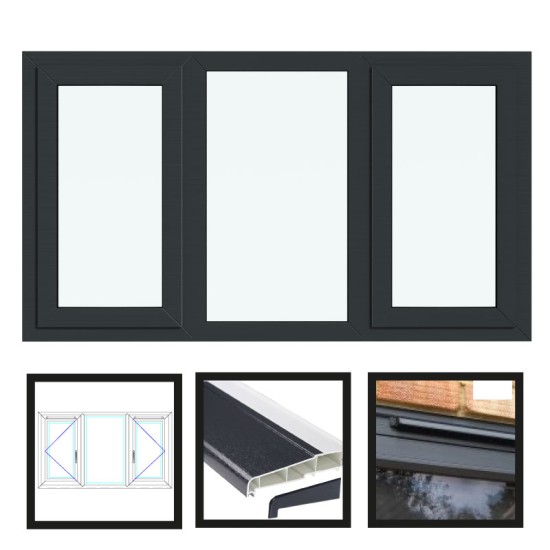 UPVC Window Anthracite Grey - Triple 1770mm w x 1040mm h (RAL7016) Left or Right Opening 3P UPVC Window Anthracite Grey - Triple 1770mm w x 1040mm h (RAL7016) Left or Right Opening 3P