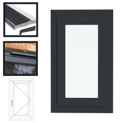UPVC Window Anthracite Grey - Single 610mm w x 1040mm h (RAL7016) Left or Right Opening 1P UPVC Window Anthracite Grey - Single 610mm w x 1040mm h (RAL7016) Left or Right Opening 1P