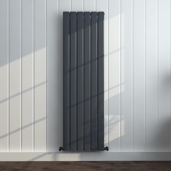 Vertical Radiator - Flat Anthracite Grey RAL7016 - Tall Tower Traditional Column Wall Mount Radiator - Single & Double Panel